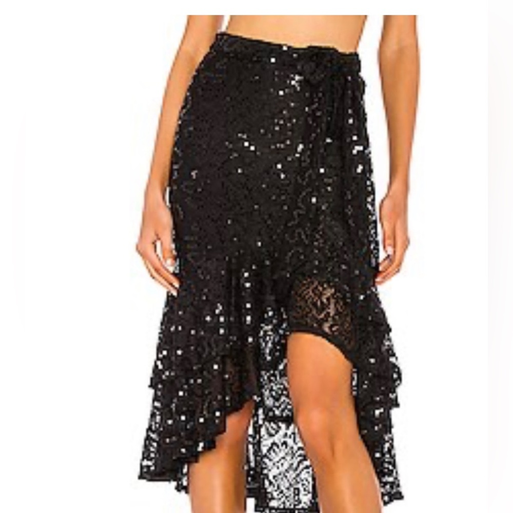 Black sequin midi skirt